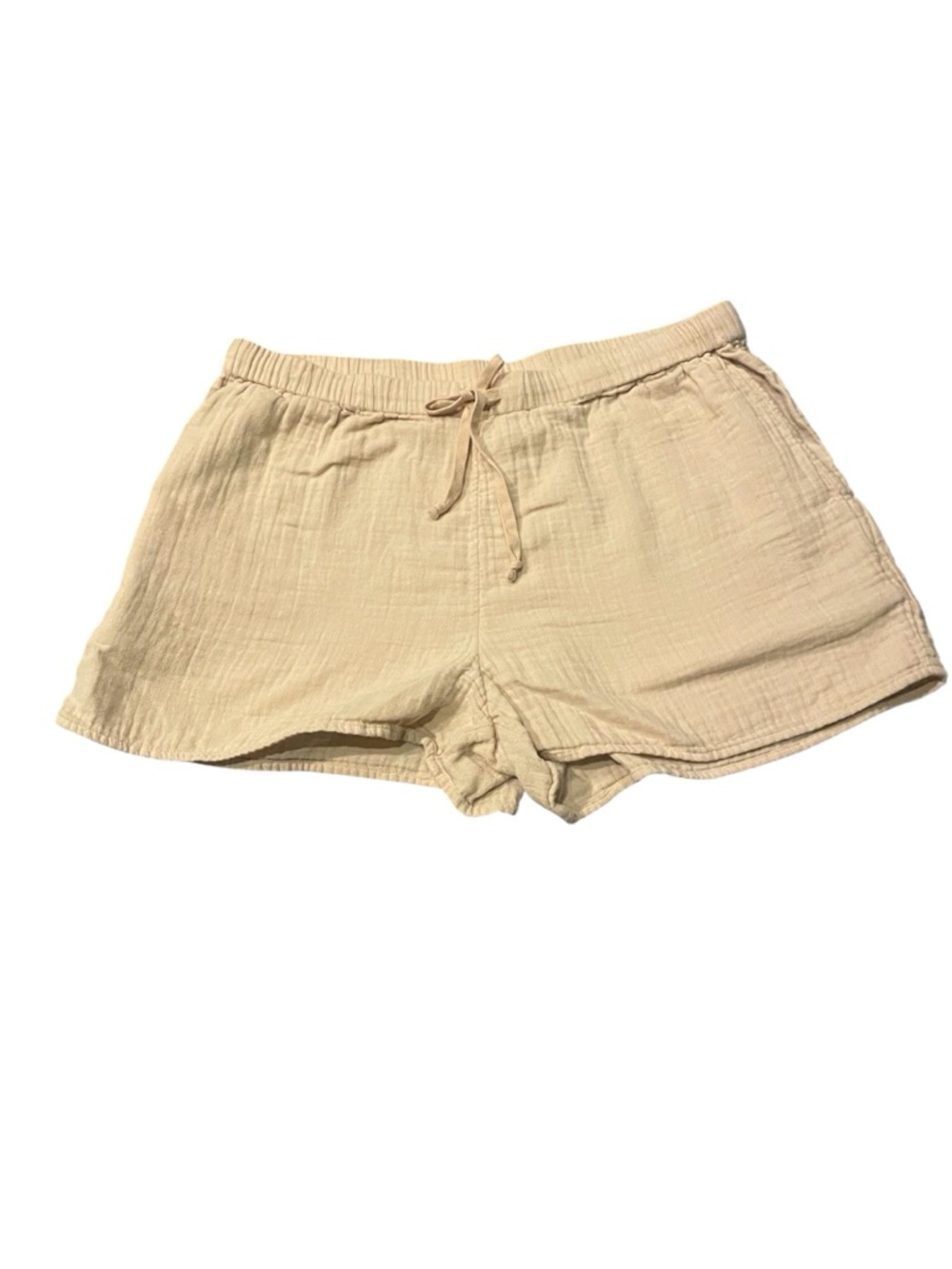 Aritzia Wilfred Free Shorts Organic Cotton Tan Beige Shorts Tie Waist Large